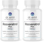 DR. EMIL NUTRITION Resveratrol Supplement - Healthy Aging Supplement with 500mg Resveratrol and 100mg Quercetin - Supports Normal Cellular & Cognitive Health, Twin Pack