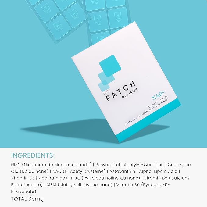 The Patch Remedy NAD+ Patch - NMN, Resveratrol, CoQ10, NAC, Astaxanthin, PQQ | 30 Patches