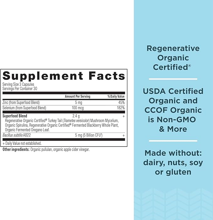 Ancient Nutrition Gut Health Supplement, Regenerative Organic Certified Candida Capsules, Provides Occasional Diarrhea, Constipation, Gas and Bloating Relief, Supports Immune Function, 90 Count