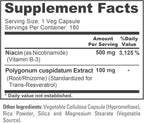 NusaPure Nicotinamide with Resveratrol (Vitamin B-3) 500 mg - 180 Vegetarian Caps (Non-GMO & Vegan)