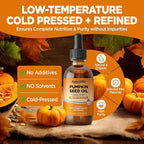 Pumpkin Seed Oil - DHT Blocker for Men Women Hair Growth, Organic Pumpkin Seed Extract with Saw Palmetto for Prostate & Urinary Health, Cold Pressed Supplements Liquid Drops, Lemon, Vegan, 2 Fl Oz