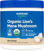 Nutricost Organic Lion's Mane Mushroom Powder 4oz - Certified USDA Organic