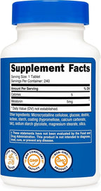 Nutricost Melatonin 5mg, 240 Tablets - 5mg Per Serving, Non-GMO, Gluten Free