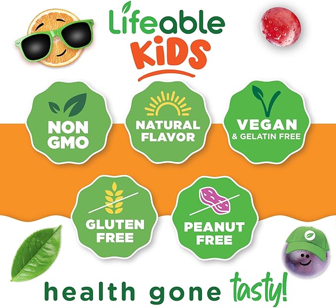 Lifeable Vitamin B6 Gummies for Kids | Great Tasting B6 Vitamins 50mg | Vegan Non-GMO Gluten Free | for Nerve Function Support | 60 Gummies (Pack of 2)