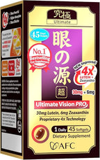 AFC Japan Ultimate Vision PRO – Improved, Up-Sized Formula - Support Vitamins for Eye Health with Lutein, Zeaxanthin, Bilberry, Nutrients for Blurry Dry Eyes, Macular Health & Focus, 45 Softgels