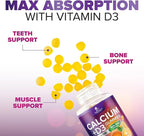 Calcium Supplement Gummies - Sugar Free Calcium Gummy with Vitamin D3 for Best Absorption - Supports Immune Health, Bones & Teeth - Nature's Calcium Chews for Women & Men, Orange Flavor - 120 Gummies