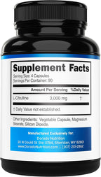 L Citrulline 3000mg Supplement (360 Capsules) Support L Arginine & Nitric Oxide Pills - L-Citrulline For Men & Women - Muscle Recovery & Pump Supplement - 3rd Party Tested, Vegan, Non-GMO - USA Made