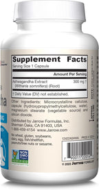 Jarrow Formulas Ashwagandha Capsules, 300 mg Supplement Supports Normalized Resistance to Mental and Physical Stress, 120 Veggie Capsules, 60 Day Supply