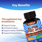 2 Pack Alpha Lipoic Acid Supplement, Alpha Lipoic Acid 600mg Per Serving, Vegan, Gluten Free, Non-GMO ALA Supplement, 120 Vegetable Capsules
