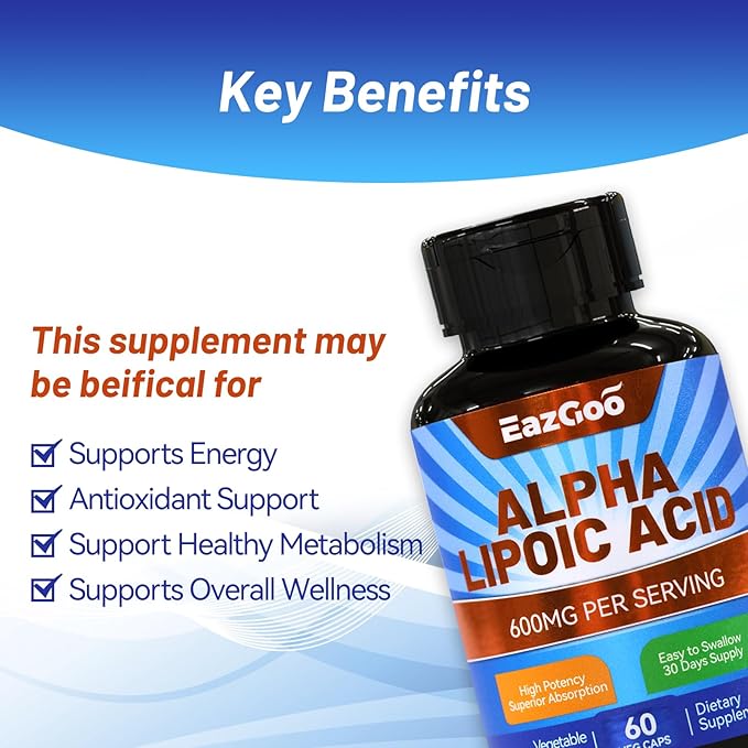 2 Pack Alpha Lipoic Acid Supplement, Alpha Lipoic Acid 600mg Per Serving, Vegan, Gluten Free, Non-GMO ALA Supplement, 120 Vegetable Capsules