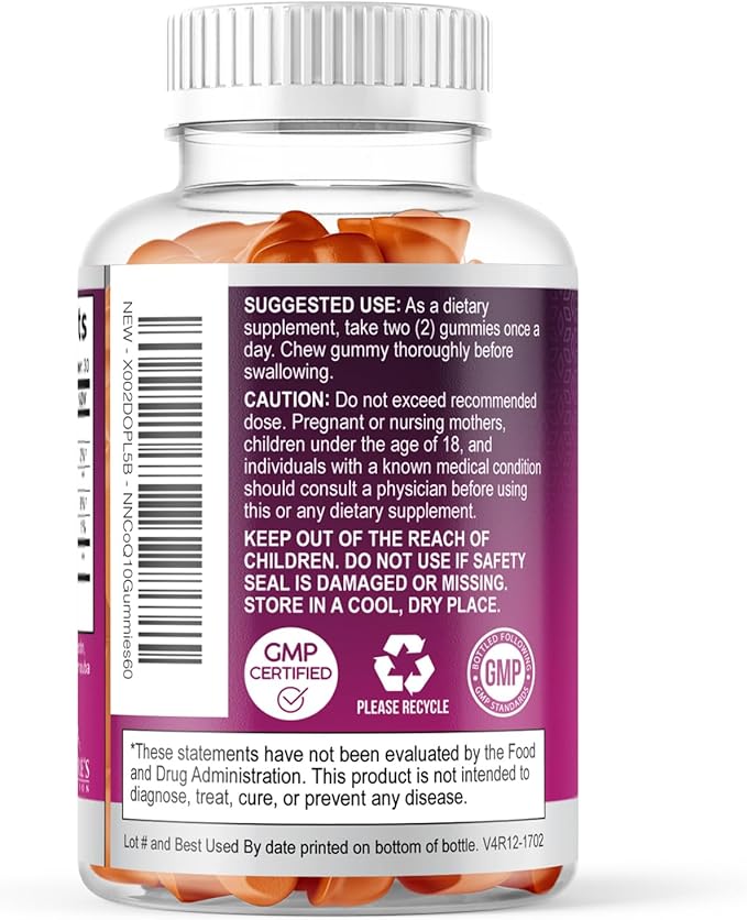 CoQ10 Gummies 100mg Per Serving - 3X Strength, High Absorption, Antioxidant Supplement for Heart Health Support & Energy Production, Ultra Coenzyme Q10 Vitamins, Coq 10 Supplements - 60 Gummies