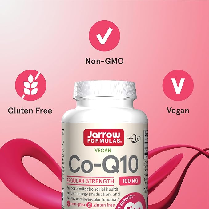 Jarrow Formulas Co-Q10 100 mg - Antioxidant Support for Mitochondrial Health, Cellular Energy Production & Healthy Cardiovascular Function - 60 Veggie Capsules - Non-GMO - Gluten Free