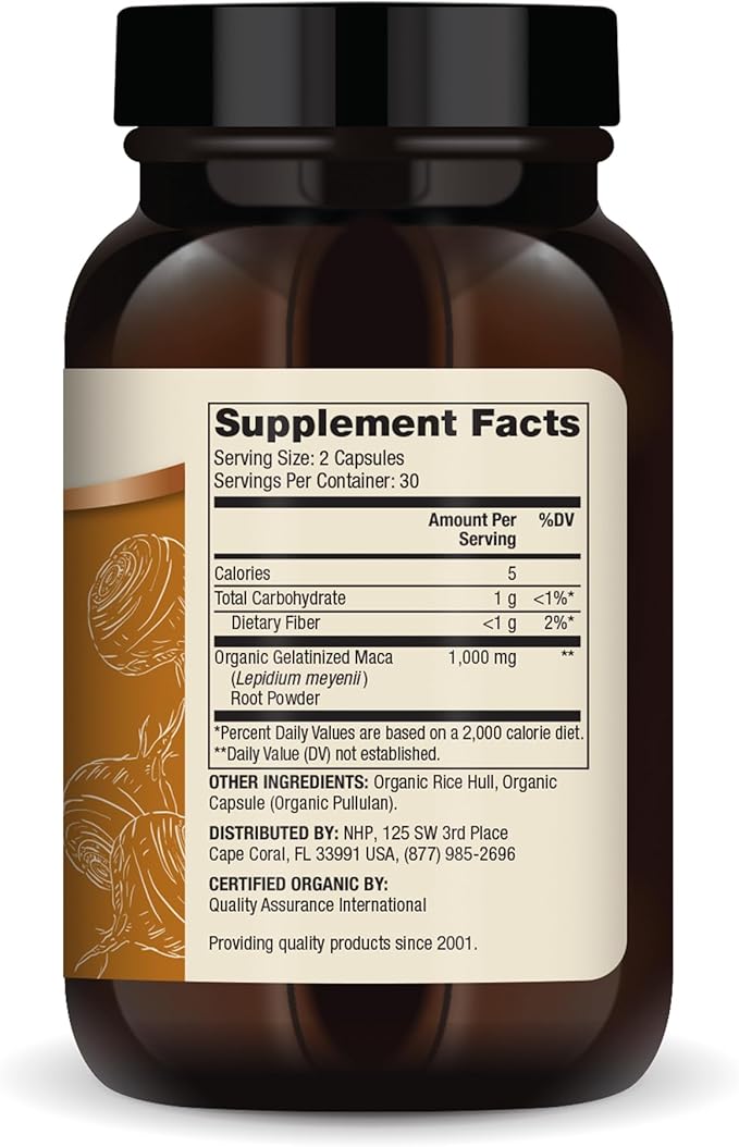 Dr. Mercola Organic Maca - Supports Energy & Stress Response - Peruvian Gelatinized Maca Root - USDA Organic - Non-GMO - 60 Capsules