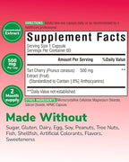 Tart Cherry Capsules, 500 mg Tart Cherry Extract Per Capsule, Montmorency Tart Cherries, Uric Acid Balance, Immune Support, Non-GMO, 60 Vegan Capsules