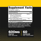 Primaforce KSM-66 Ashwagandha Root Extract (600mg) 60 Veggie Capsules - 5% Withanolides with BioPerine