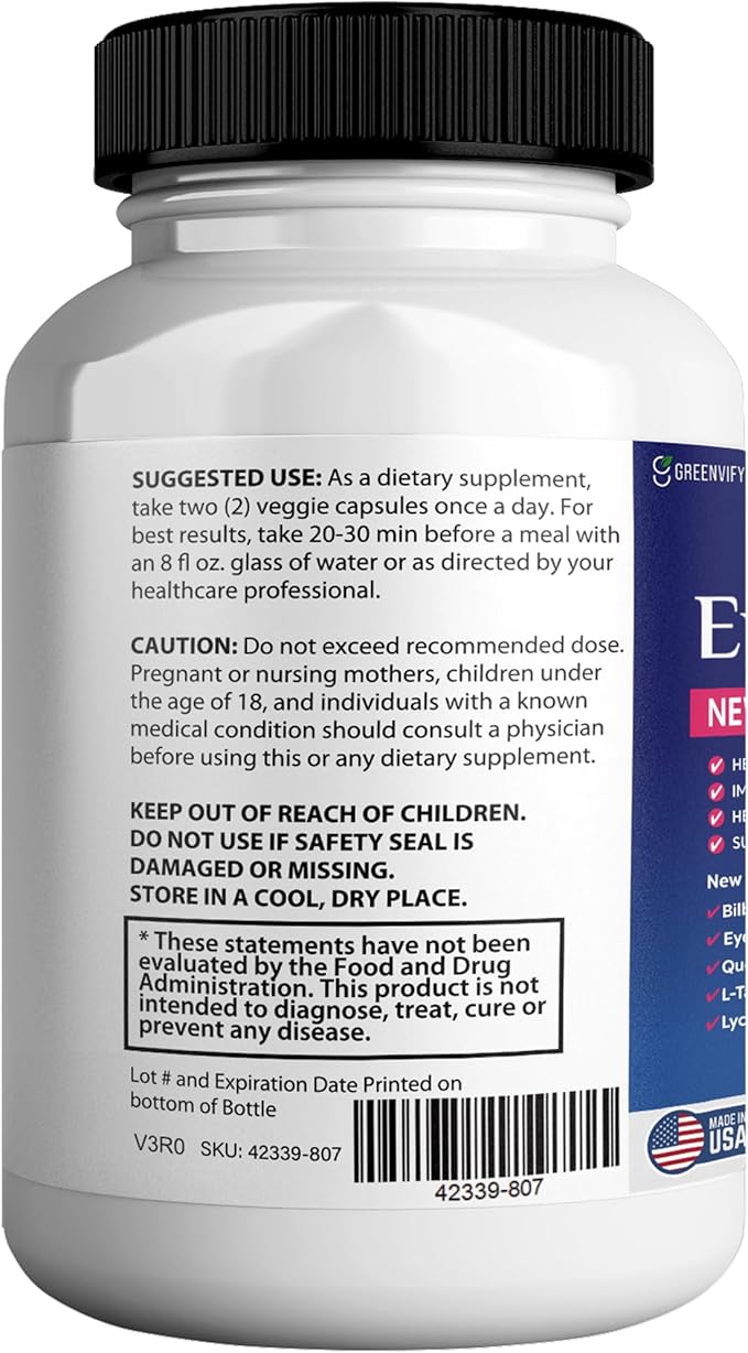 EyeFortin MAX Eye Health Supplement, 60 Capsules, Extra Strength with Lutein, Vitamins A C E B12, Bilberry Extract, 30 Day Supply (1)