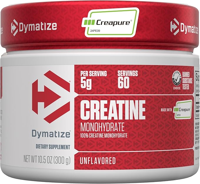 Dymatize Creatine Monohydrate Powder with CREAPURE (Product of Germany), 5g Per Serving, 60 Servings (300g), Creatine for Women and Men, Gluten Free