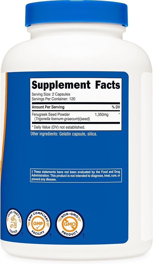Nutricost Fenugreek Seed 1350mg, 240 Capsules - Gluten Free, Non-GMO, 675mg Per Capsule (Pack of 2)