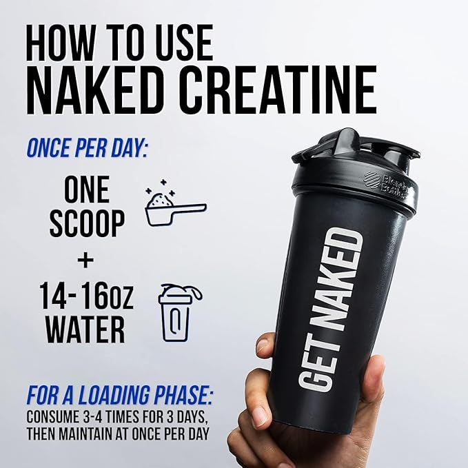 NAKED Pure Micronized Creatine Monohydrate Powder - NSF Certified, Unflavored, 500g, 1.1lb Bulk - Vegan, Non-GMO, Gluten-Free, Soy-Free, No Fillers, Supports Muscle Growth & Strength - 100 Servings
