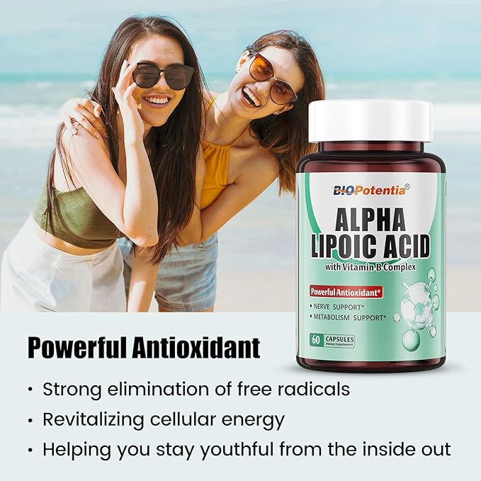 Alpha Lipoic Acid 600mg Per Serving - ALA Supplement with Vitamins B1, B6 & B12 - Supports Antioxidant Activity, Metabolism & Nerve Health | Non-GMO - 60 Capsules