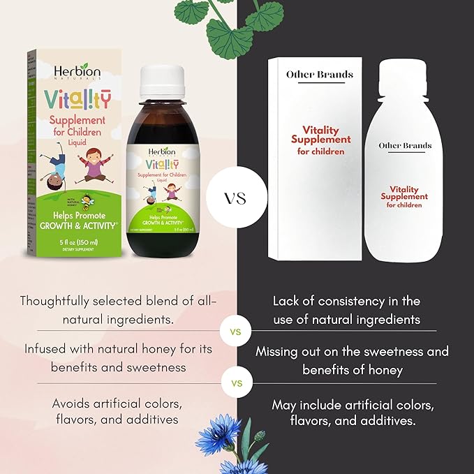 HERBION Naturals Vitality Supplement for Children, Promotes Growth and Appetite, Relieves Fatigue, Improves Mental & Physical Performance, for Kids 1 Year & Above (Pack of 24)