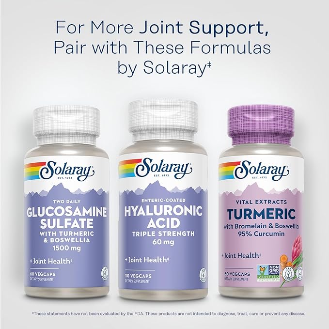 SOLARAY Hyaluronic Acid Triple Strength - Skin Elasticity and Firmness Support - Plus Vitamin C - Lab Verified, 60 Day Money-Back Guarantee, 30 Servings, 30 VegCaps
