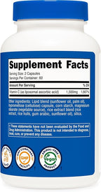 Nutricost Liposomal Vitamin C (1500mg) 120 Vegan Capsules - GMO-Free, Gluten-Free, 60 Servings