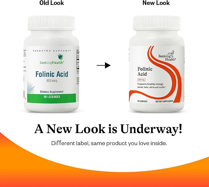 Seeking Health Folinic Acid - Methyl Free - Folinic Acid Supplement Supports Heart Health - Metabolically Active Alternative to Folate - 1360 mcg, 60 Lozenges