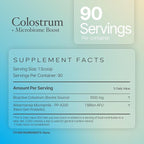 Colostrum Powder | Grass-Fed Bovine Colostrum with Akkermansia Probiotic 1B AFU | Microbiome & Gut Support | High IgG Advanced Formula | 90 Servings