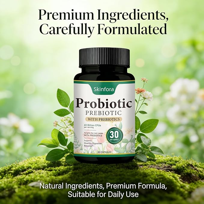 Skin Probiotics Gut-Skin Care Routine Supplement Face Probiotics, Non-GMO, Vegan - 60 Capsules