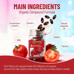Lycopene Softgel Capsule, 500mg Super Vegetable Tomato Supplement Extract, Supports Heart, Prostate & Skin Health, 100 Count