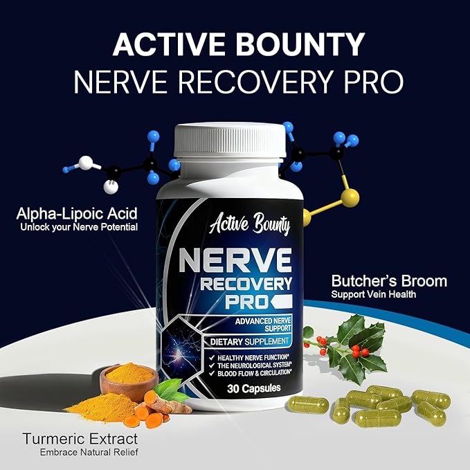 Nerve Recovery Pro – Nerve Support Supplement with Alpha Lipoic Acid, Turmeric & Acetyl-L-Carnitine – Supports Healthy Nerve Function, Circulation & Blood Flow – 30 Capsules - 2 Pack