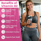Vitamin B2 Gummies Riboflavin 400mg Supplement with Magnesium for Kids & Adults B2 Gummies for Nervous System Support & Skin Health, Sugar-Free, Raspberry Flavor, 60 Count