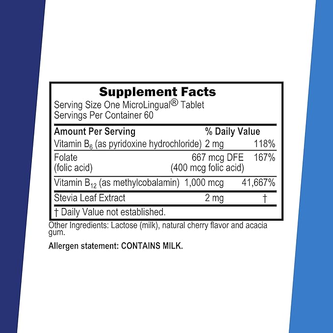 Superior Source No Shot Vitamin B-12 Methylcobalamin 1000 mcg, B-6 & Folic Acid 400 mcg - Supports Brain & Heart Health - Aids Natural Energy Levels - 60 Sublingual Dissolving Tablets