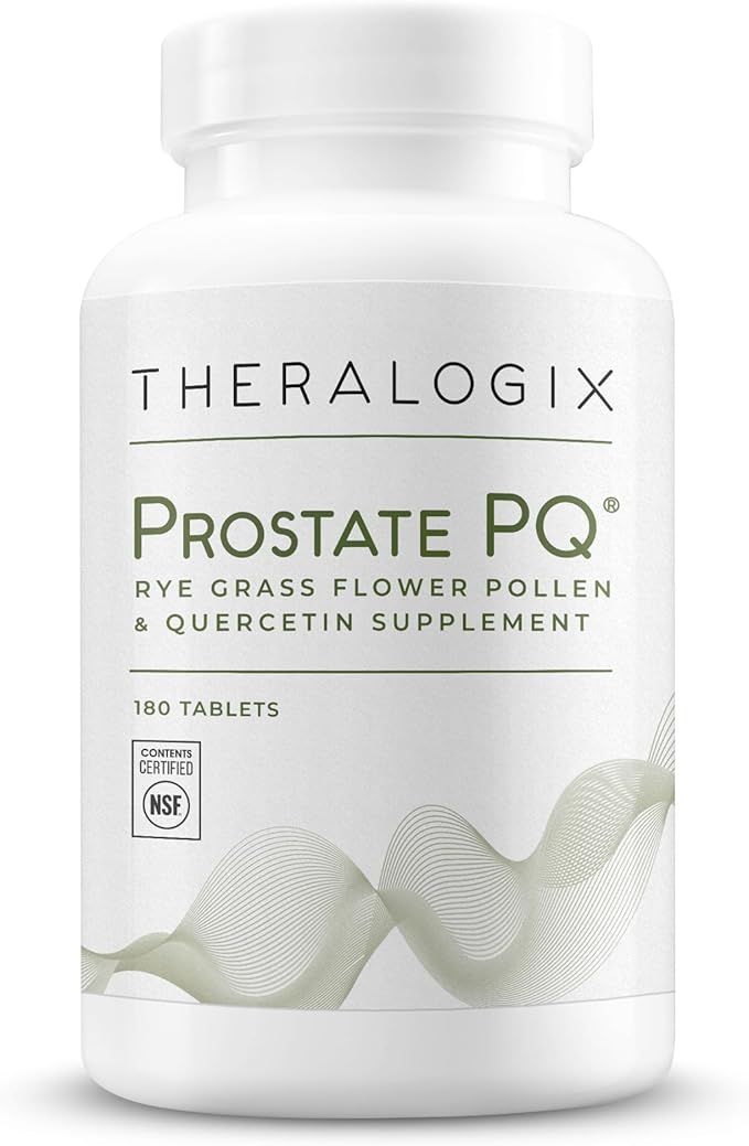 Theralogix Prostate PQ - Rye Grass Pollen Extract & Quercetin Supplement - 90-Day Supply - Antioxidant Support for Prostate & Pelvic Health & Urinary Tract Function* - NSF Certified - 180 Tablets