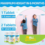 500 MG Calcium Supplement with Vitamin D3 & K2, Zinc, Magnesium & Prebiotics. Kids Vitamins for Kids' Height. Bone Strength, High Absorption, Orange Chewables, Gluten Free, 120 Tabs