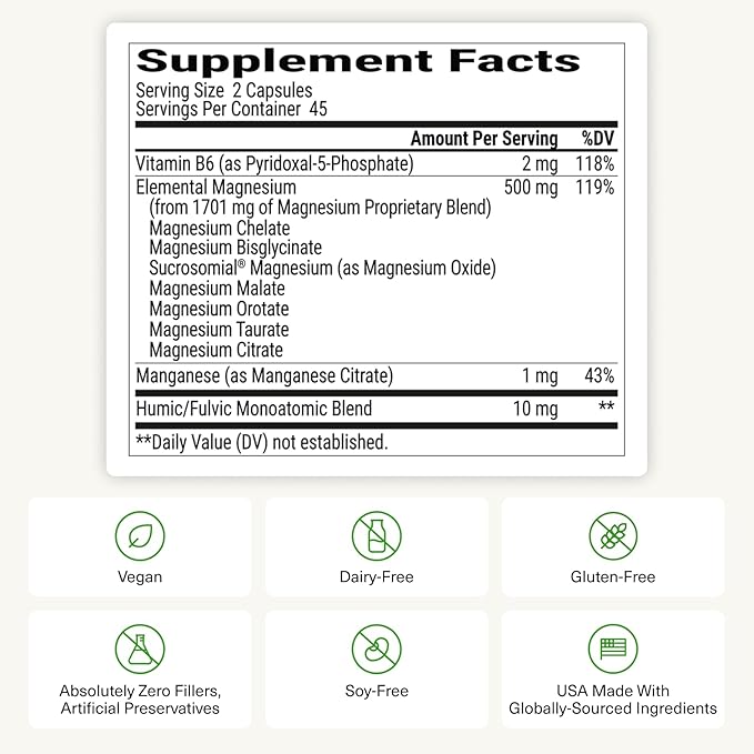 BIOptimizers Magnesium Breakthrough Supplement with 500mg - 7 Forms of Magnesium: Glycinate, Malate, Citrate, and More - Natural Support for Sleep and Cognitive Function -90 Capsules- Calming Vitamins