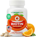 Kids Biotin 5000mcg Chewable Tablets | Tasty Biotin Supplement | Vegan, Non GMO | Hair Growth, Skin and Nail Heath | Hair Vitamins for Kids | 120 Chewables
