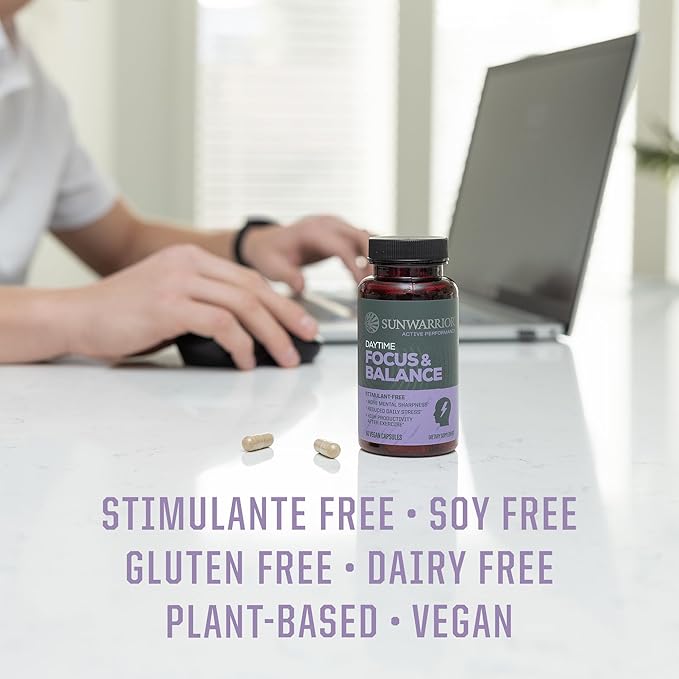 Ashwagandha, Rhodiola, Reishi & 5-HTP for Stress-Free Focus Active Focus & Balance Capsules Caffeine-Free Nootropic for Calm Energy & Mental Clarity, Mood & Immune Support 60 Vegan Capsules