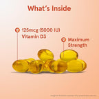 Jarrow Formulas Vitamin D3 125 mcg (5000 IU) - 100 Servings (Softgels) - Bone Health, Immune Support & Calcium Metabolism Support - VitaminD Supplement - 5000 IU VitaminD - Gluten Free, (Pack of 2)