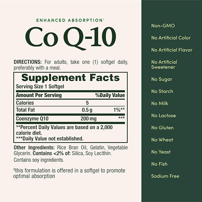 Nature’s Bounty CoQ10 200 mg Softgels, Heart Health & Cellular Energy Support, Twin Pack, 160 Rapid Release Softgels