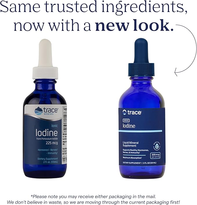 Trace Minerals Ionic Iodine 225 mcg - Gel Supplement to Support Immune System & Thyroid Health - Iodine Drops with Magnesium - Supports Healthy Nervous System - 2 fl oz (295 Servings)
