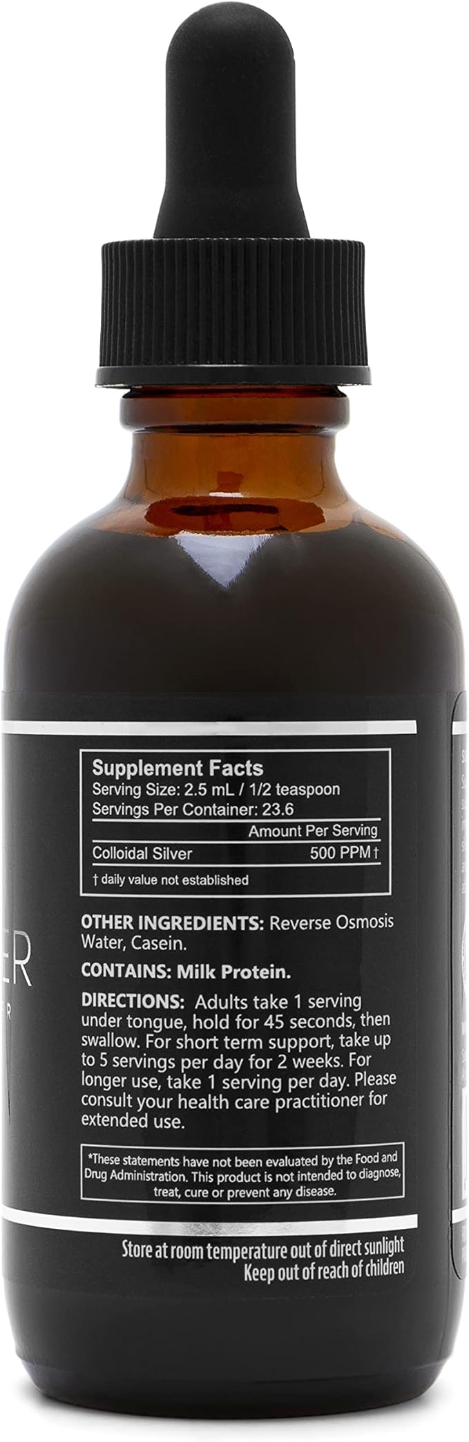 Super Silver 500 PPM Colloidal Silver - 2 Ounce Bottle with Dropper