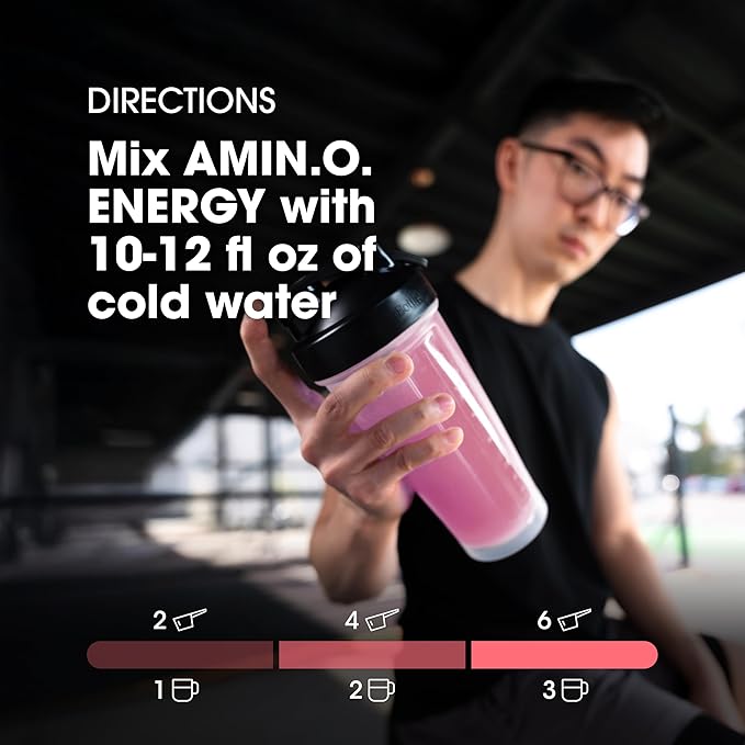 Optimum Nutrition Amino Energy Powder Plus Focus, with BCAA, Electrolytes, and Caffeine, Juicy Strawberry, 30 Servings (Packaging May Vary) (Pack of 6)