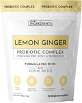 JUST INGREDIENTS Lemon Ginger Probiotic Complex - Prebiotics, Probiotics, Postbiotics - 30 Sticks