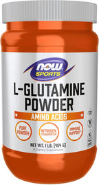 NOW Foods Sports Nutrition, L-Glutamine Pure Powder, Nitrogen Transporter*, Amino Acid, 1-Pound
