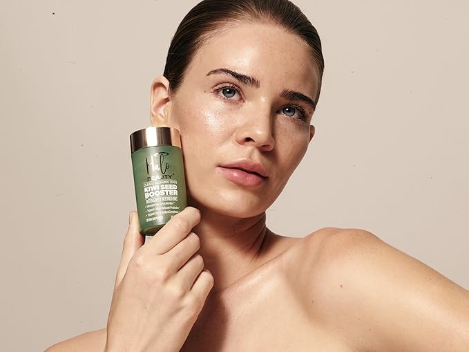 Halo Beauty Kiwi Seed Booster Skin Supplement | Skin Brightening & Anti-Aging Hydration with Kiwi Seed, Vitamin C, D3, MSM & Zinc | Vegan Collagen Support Capsules | Made in USA | 1-Month Supply