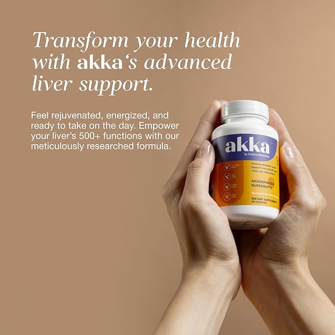 AKKA Premium Liver Cleanse Detox & Repair Superbiotic - Supports Liver Health & Function, Boosts Energy, Digestion & Metabolism with Bioavailable Pasteurized Akkermansia, Non-GMO, Gluten-Free, 60 Caps