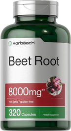 Horbäach Beet Root Powder Capsules | 320 Pills | Non-GMO, Gluten Free Formula | High Potency Herbal Extract Supplement