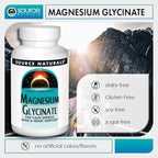 Source Naturals Magnesium Glycinate, Chelated for high Absorption | for Calm Energy, Bone & Heart Support*, 200 mg per Serving - 60 Tablets